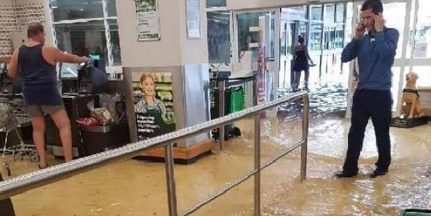 The Gladstone Woolworths flooded. Photo / Facebook