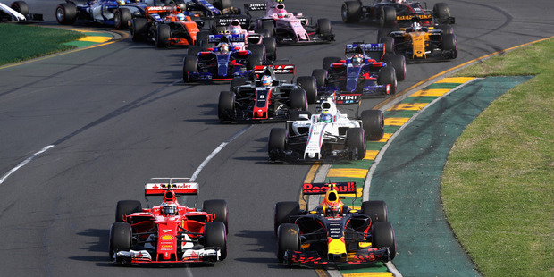 Max Verstappen battles for position with Kimi Raikkonen during the Australian GP. Photo / Getty Images