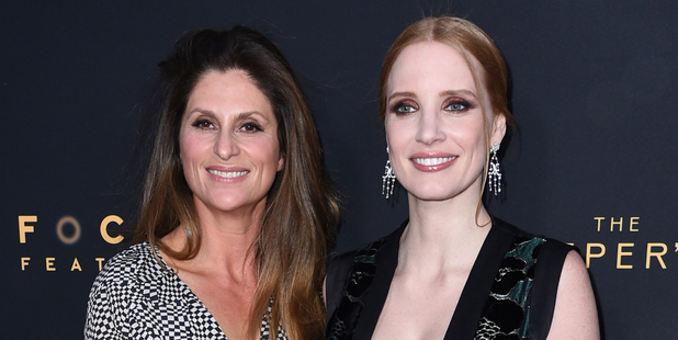 Director Niki Caro, left, and Jessica Chastain arrive at the Los Angeles premiere of "The Zookeeper's Wife" at The ArcLight Hollywood. Photo / AP