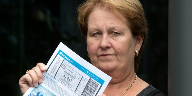 Deborah Light with the Adele ticket she never bargained for. Photo / Brett Phibbs