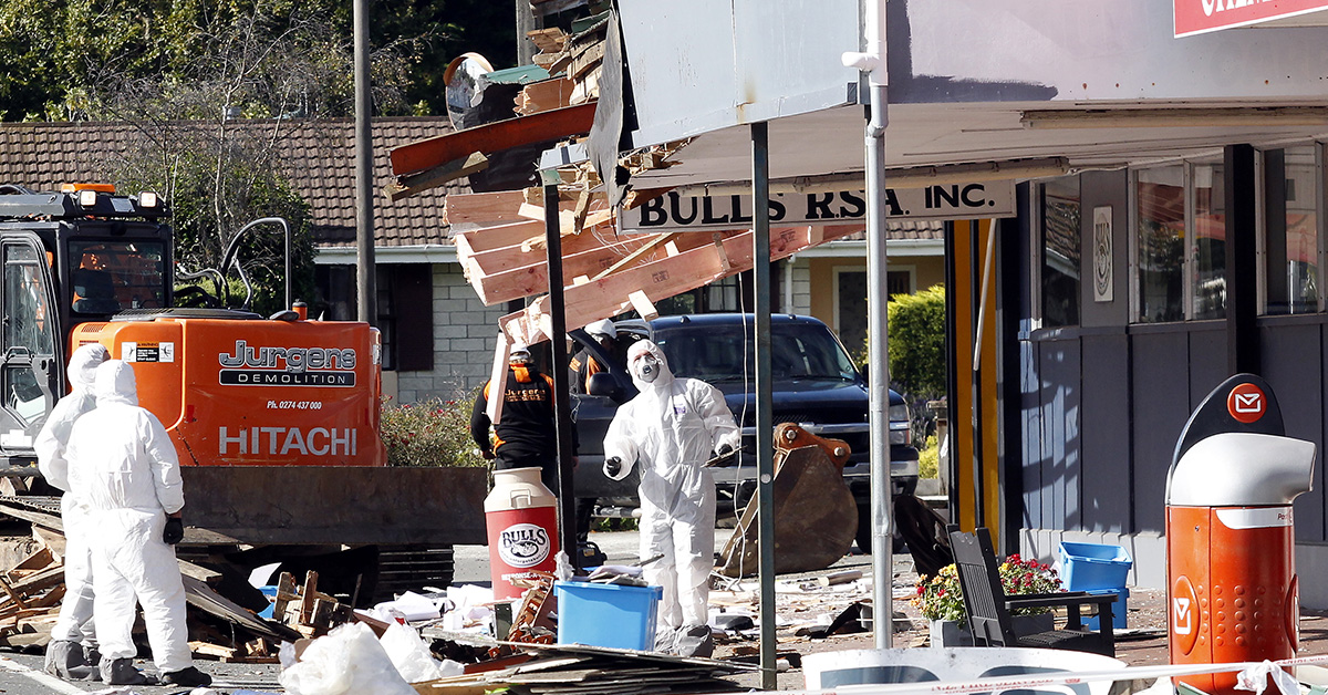 The truck swiped into several buildings in Bulls.