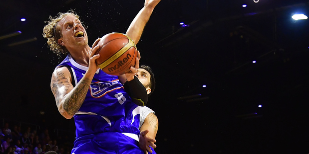 Saints' Joshua Duinker jumps to shoot during and NBL match. Photo / Photosport