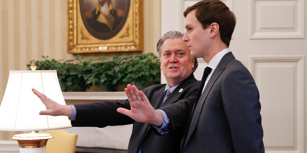 There has been lots of talk about the rift between Steve Bannon and Trump's son-in-law Jared Kushner. Photo / AP