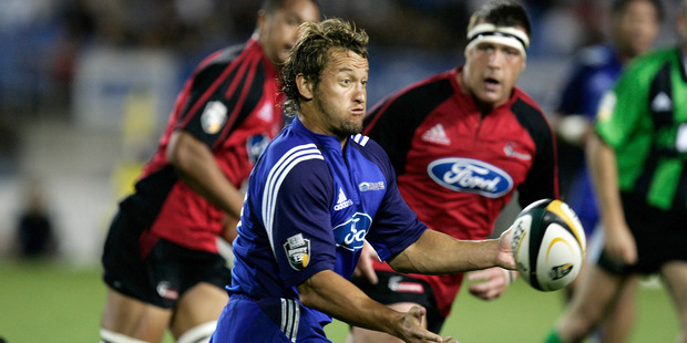 Carlos Spencer in action during the Super 12 rugby match between the Crusaders and the Blues in 2005.