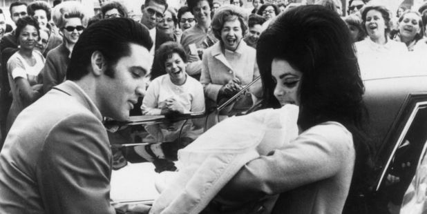 13th February 1968: Elvis and Priscilla Presley with their daughter, Lisa Marie. Photo / Getty