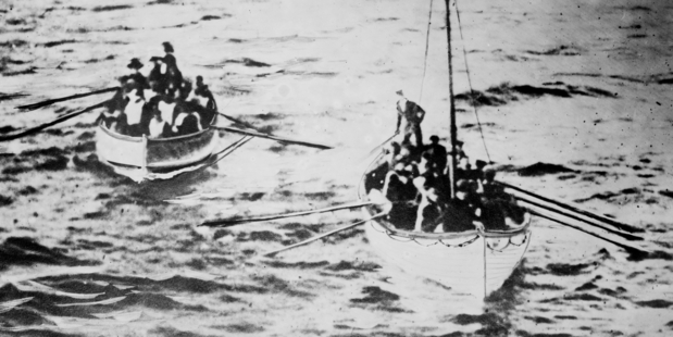 Titanic's lifeboats on their way to the Carpathia. Photo / Getty Images