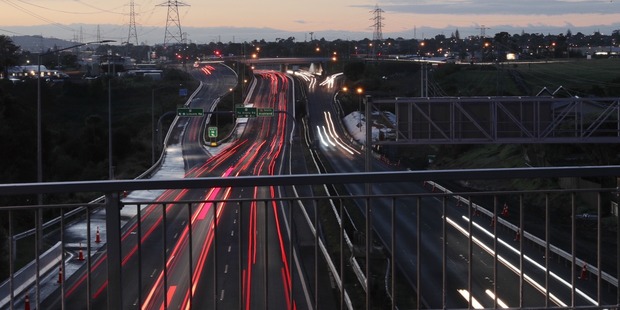 The closure was to enable the new Huruhuru Bridge to be built and as part of the Lincoln to Westgate upgrade of the Western ring route. Photo / Michael Craig