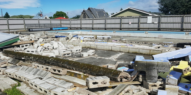 Damage to the Waiau School pool observed immediately after the 7.8 Kaikoura Earthquake. Photo / File