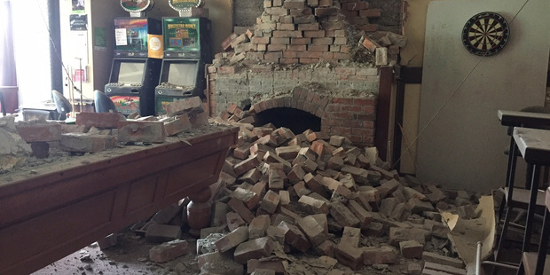 Damage inside the Waiau Lodge Hotel following the earthquake. Photo / Belinda Feek