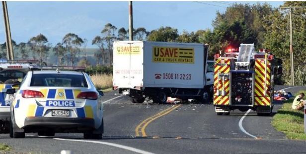 Emergency services work at the scene of a fatal crash between Milton and Waihola on Saturday. Photo / Peter McIntosh, Otago Daily Times