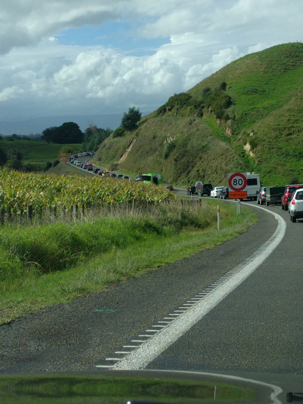 Congestion heading into Tirau. Photo / Supplied via Sam Crossman