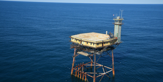 The Frying Pan Tower hotel offers panoramic views from its helipad. Photo / Frying Pan Tower