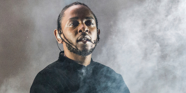 Kendrick Lamar performs at Coachella, where he played eight new tracks from his three-day-old album DAMN. Photo/AP