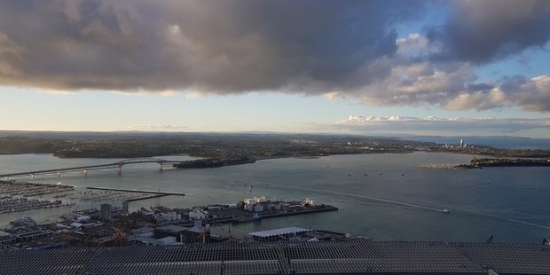Auckland from the Sky Tower, shot through the window with the Samsung Galaxy GS8. Photo / Juha Saarinen