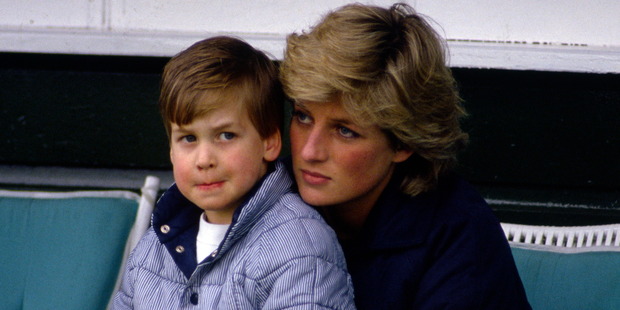 Prince William with his mother Diana. Photo / Getty Images