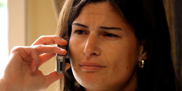 Kathryn Harby-Williams yakking it up on the phone back in the day. Photo / Getty
