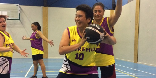 Monica Mercury posts up, as her Morehu team prepare for the World Masters Games. Photo supplied.