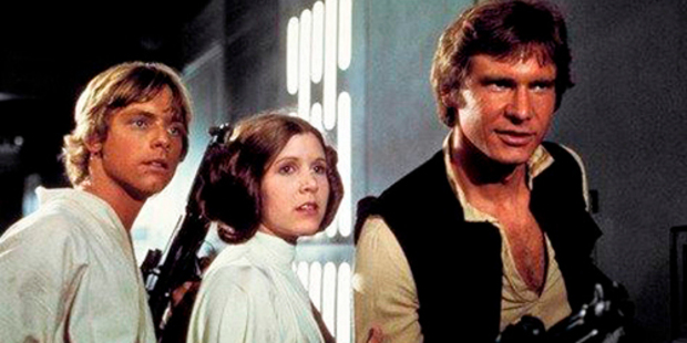 Mark Hamill as Luke Skywalker, Carrie Fisher as Princess Leia Organa, and Harrison Ford as Hans Solo. Photo / Supplied