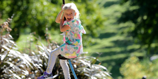 Indie Smith was celebrating her friend's birthday in the sunshine at the Puketapu Park in Napier yesterday.