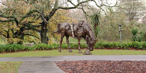 An artist's impression of how the War Horse statue will look in Memorial Park.