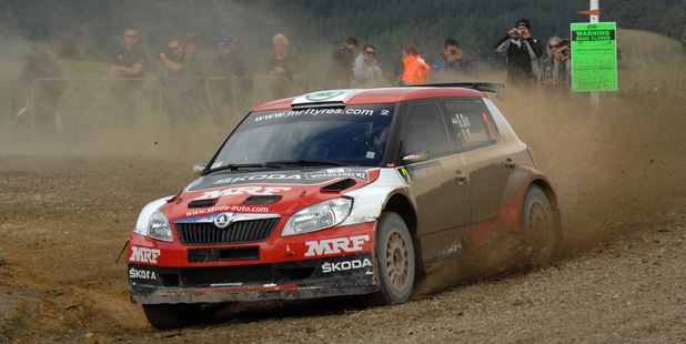 Gaurav Gill from India in his Skoda on Special Stage during Rally Whangarei 2013. Photo / Photosport