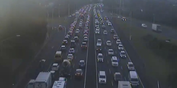 NZTA posted this clip of traffic moving slowly due to multiple motorway incidents. Photo/NZTA