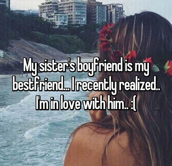 In this confession the woman admits that the object of her affection is not only her sister's boyfriend but also her best friend. Photo / Whisper