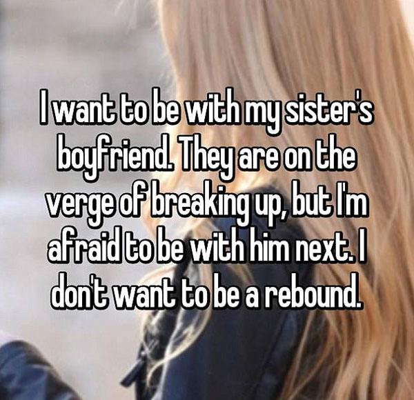 Even though their relationship is turbulent this woman is concerned about dating her sister's ex boyfriend. Photo / Whisper