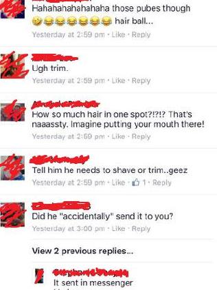 Another conversation sharing a Messenger picture of someone's penis. Photo / Supplied