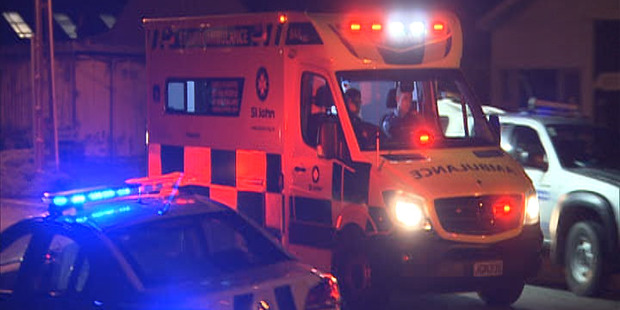 Emmergency services attend the scene in Otepuni Ave in Invercargill after a suspected double shooting. Photo / Dwayne Carey