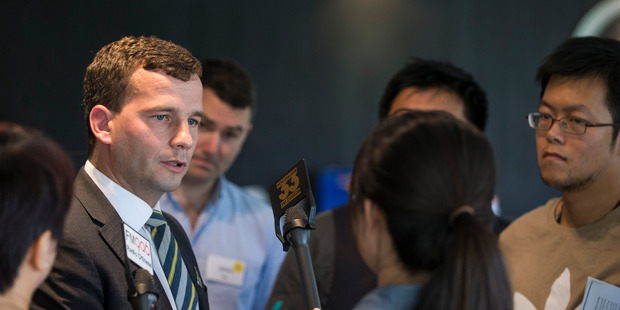 Act Party leader David Seymour speaks to members of the media at the Act Party conference in February. New Zealand Herald Photograph by Jason Oxenham.