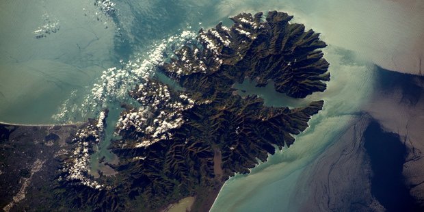 Christchurch and Banks Penninsula as seen from space. Photo / @Thom_astro Twitter