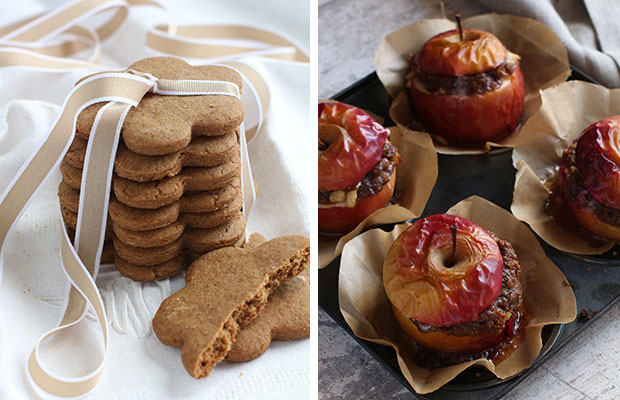 Allyson Gofton's speculaa biscuits and stuffed apple crumbles. Photos / Bite magazine