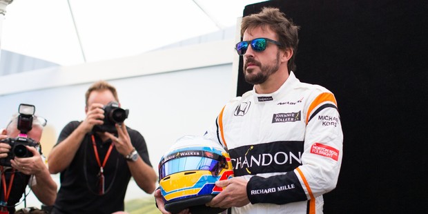 Fernando Alonso poses during driver portrait session before the Australian Grand Prix. Photo / Getty Images