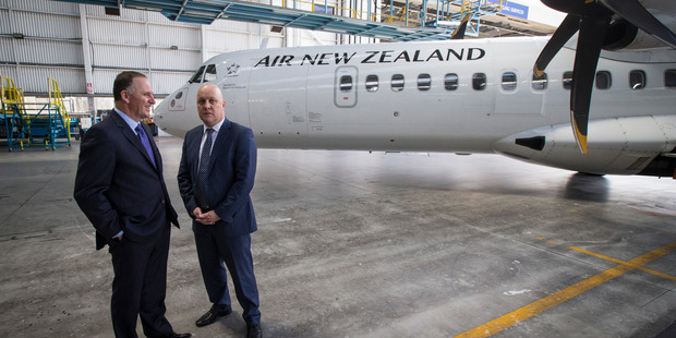 Former Prime Minister John Key and Air New Zealand CEO Christopher Luxon. Photo / Jason Oxenham.