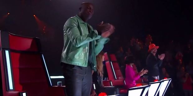 The judges give Hoseah Partsch a standing ovation following his breathtaking performance. Photo / The Voice Australia
