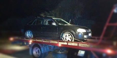 The rear quarter light window - behind the rear passenger window - was used to gain entry and steal this car from Cambridge on May 1. Photo/Waikato police