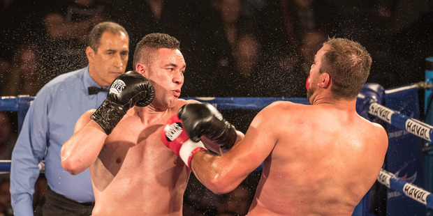 WBO Heavyweight Champion Joseph Parker against Razvan Cojanu. Photo / Michael Craig