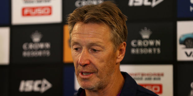 Storm coach Craig Bellamy speaks to the media. Photo / Getty