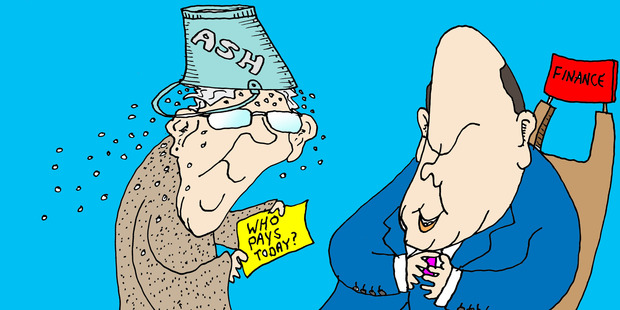 Perhaps Sir Michael Cullen's first task, carefully decked out in a suit of sackcloth and ashes, should be to take that message to present Finance Minister Steven Joyce. Illustration / Peter Bromhead