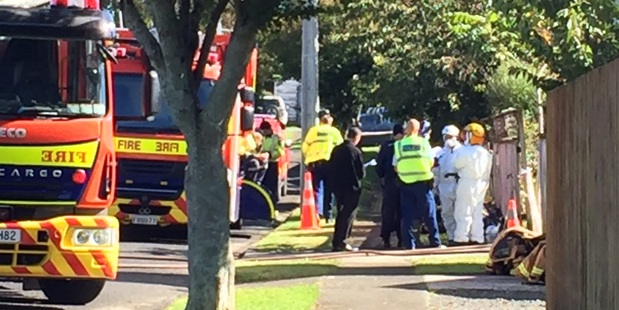 Forensic staff and emergency services outside Roma Joseph's Little St house last week after her house burned down in suspicious circumstances. Photo/Belinda Feek