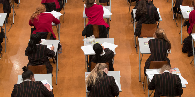 Baradene College students sitting an English exam last September, before the faulty maths exams in November. Photo / Brett Phibbs