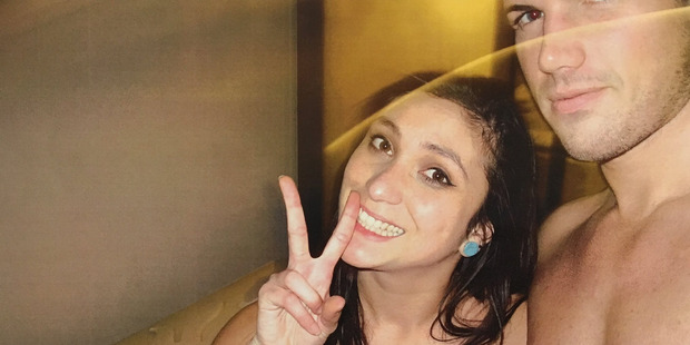 Warriena Wright and Gable Tostee inside his 14th floor Surfers Paradise apartment just hours before the New Zealand tourist plummeted to her death from the balcony. Photo / Supplied
