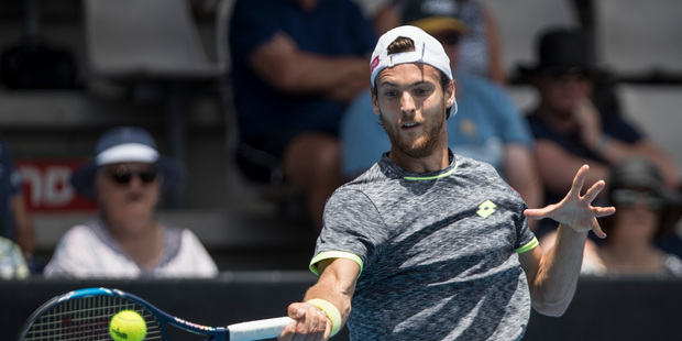 Joao Sousa in action . Photo / Greg Bowker.