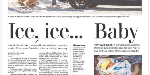 The clever Virginian Pilot front page. Photo / Virginian Pilot