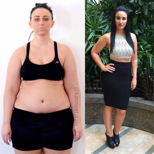 Before her weight loss, Katrina loved to eat out and ate junk food but she now practices clean eating. Photo / Kate Meets Kale Facebook