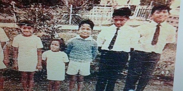Miller Patane, far right, and Moana Patane Gasu, second from left, with some of their siblings in the late 1960s or early 1970s. Photo / Supplied.