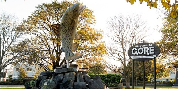 The giant brown trout sculpture at Gore. Photo / Mark Mitchell
