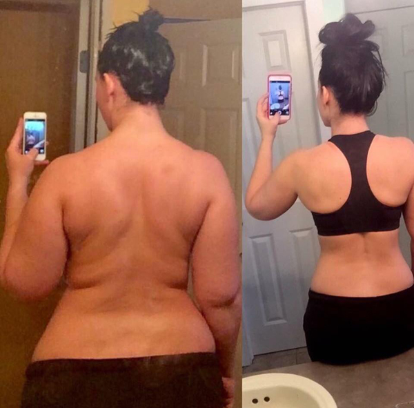 The 30-year-old puts her impressive weight loss down to her new diet and exercise regime. Photo / Kat Meets Kale Facebook
