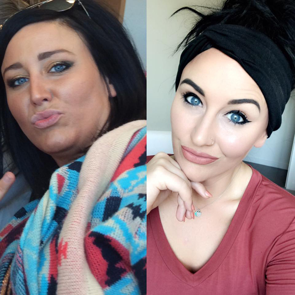 Katrina, pictured at a heavier weight (left), says it was only in the last two years that she learned the cause of her health issues. Photo / Kat Meets Kale